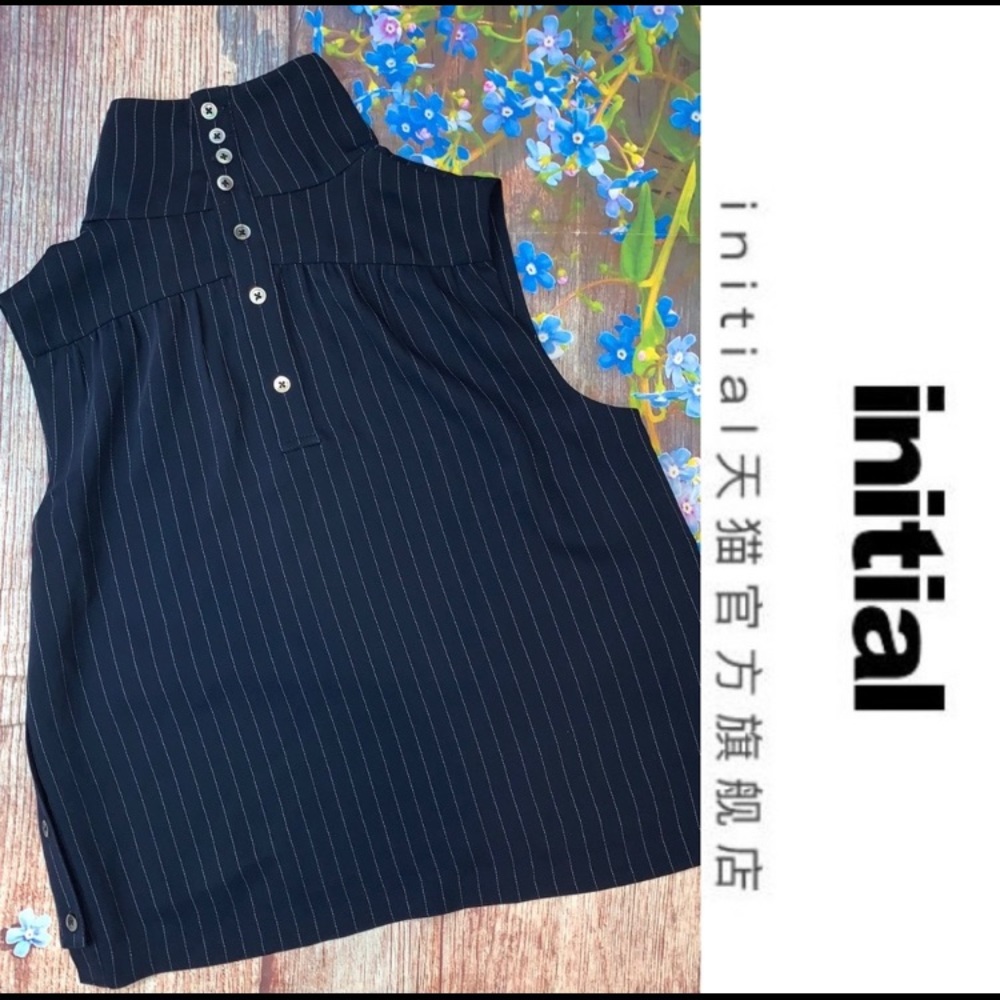 INITIAL (Japan) Navy Mock Neck Sleeveless Shell S